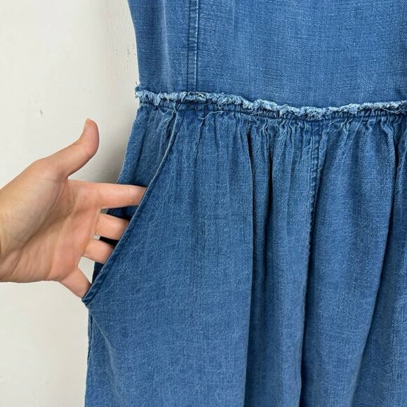 Aritzia Wilfred Hymne Linen Blend Apron Dress Preppy Cottage Farm Peasant Size 0 - Picture 6 of 12